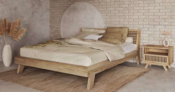 Łóżko z litego drewna detal Kolekcja Cutter